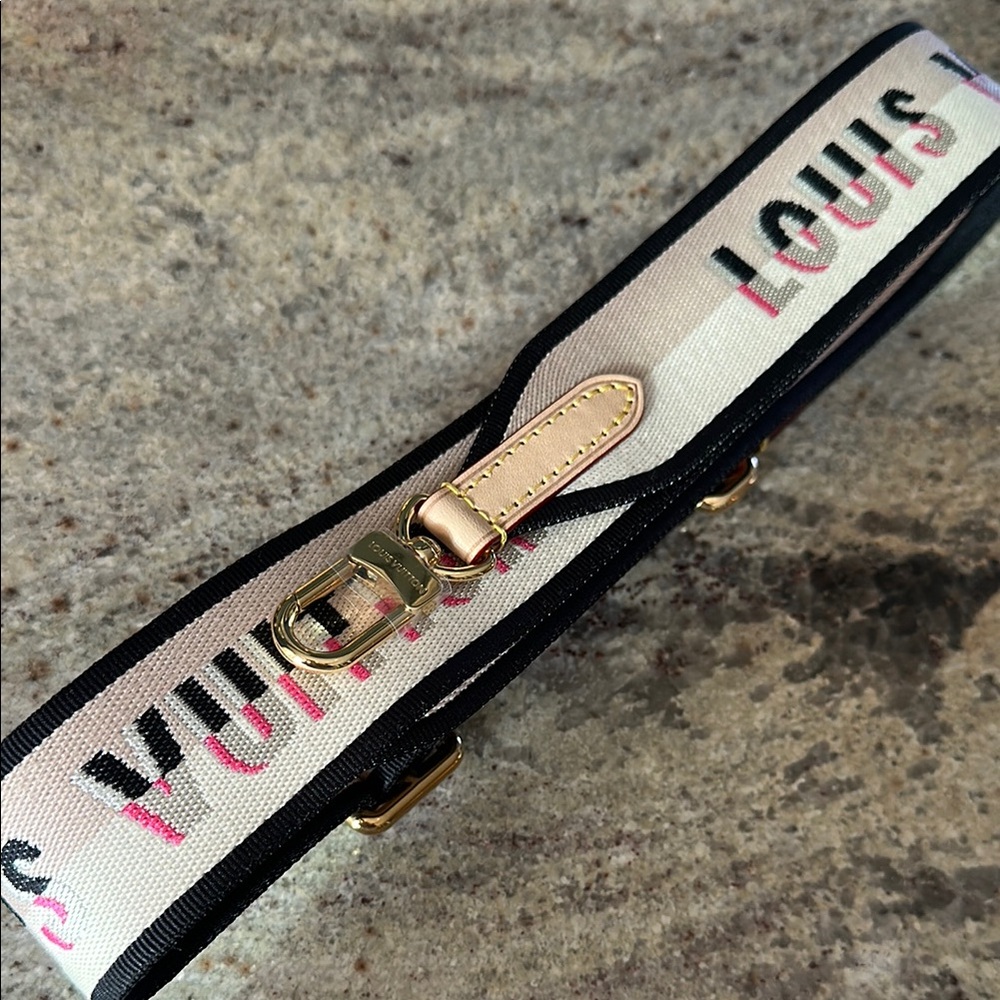 Louis Vuitton Black and Pink Jacquard Adjustable Strap
